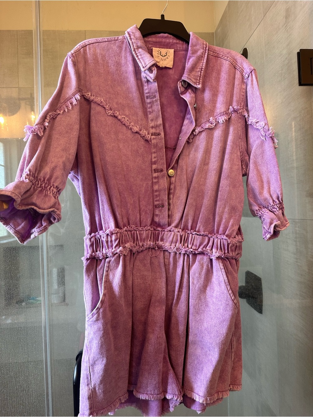 Purple Denim Romper